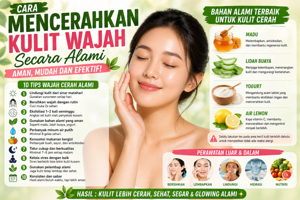 Cara Mencerahkan Kulit Wajah Secara Alami dan Aman Tanpa Efek Samping
